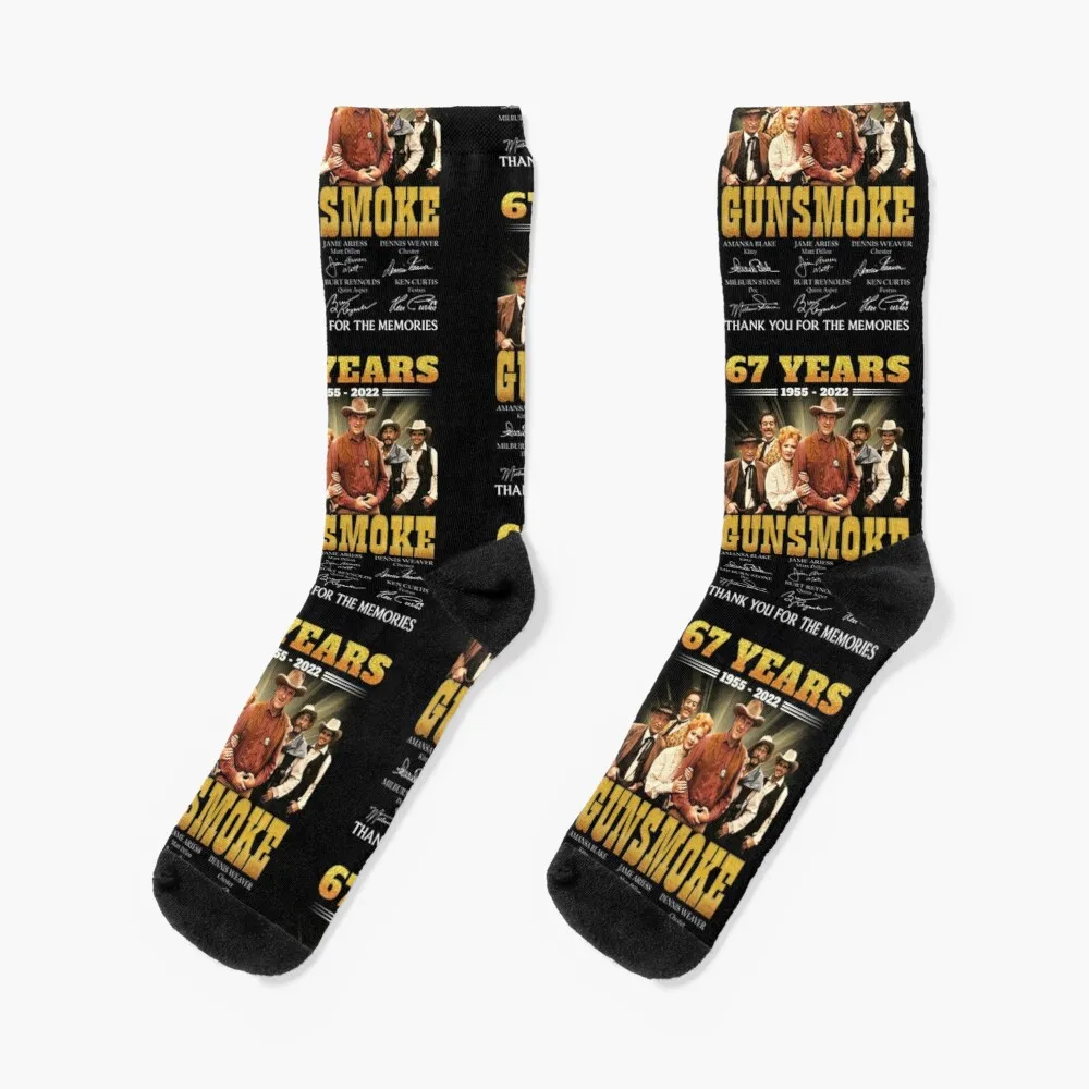 

67 Years Gunsmoke Cast Signatures Thank You For Memories Socks Thermal Socks Man Winter