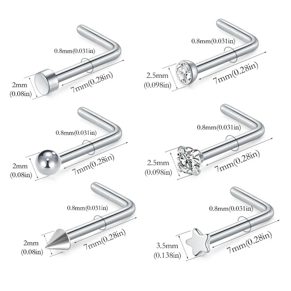 12PCS Fashion Nose Septum Piercing Studs Set 20G Stainless Steel Nose Septum Studs Body Piercing Jewelry For Nose Piercing