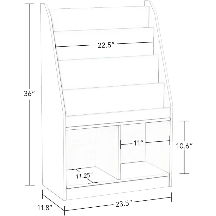 Bookshelf Toy Storage Organizer with 4 Book Racks 2 Cubbies Versatile Toy Organizer for Bedroom or Playroom Book Nook Toy Tidy