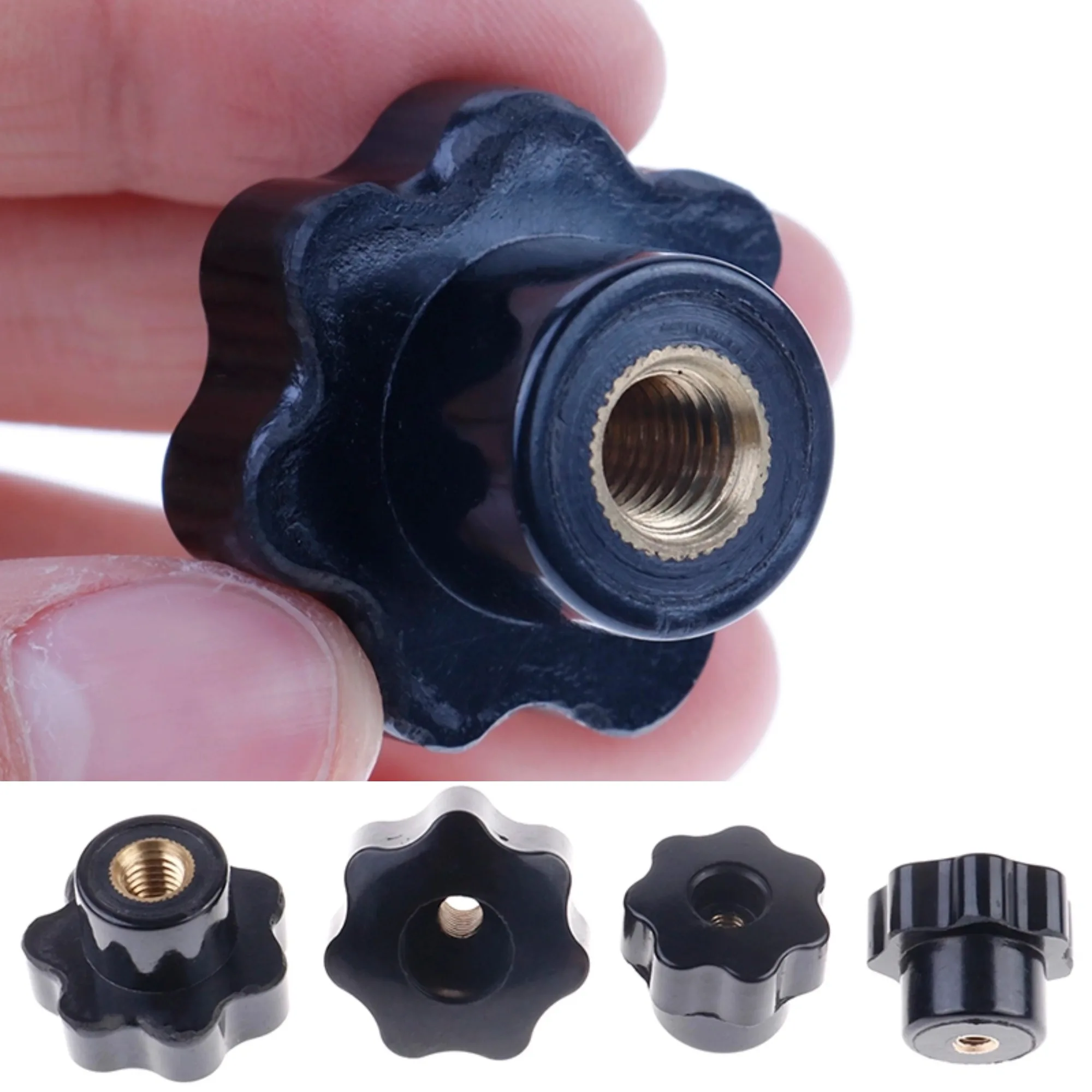 Plastic M4/M5/M6/M8 Female Thread Seven Star Shaped Head Clamping Nuts Knob Replacement Clamping Copper Core Knob Hardare