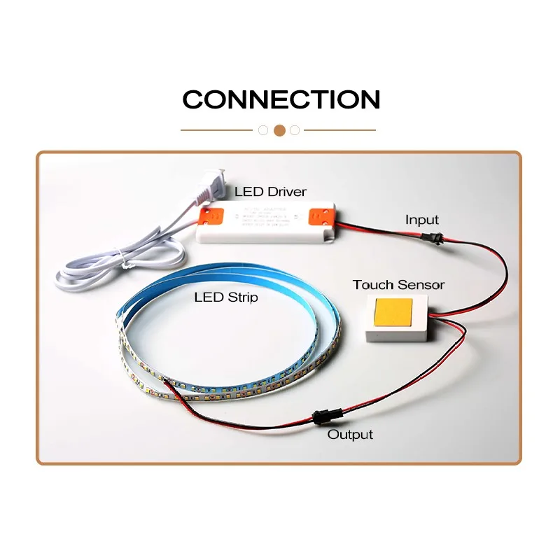 LED light 12V mirror touch dimmer switch mirror light color temperature controller touch switch dresser mirror light