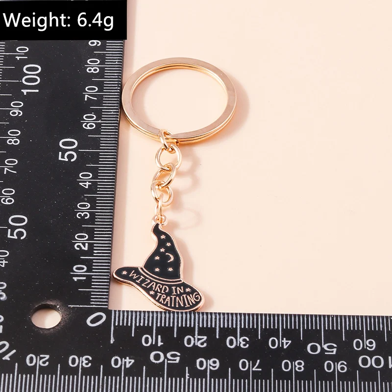 Ensemble de porte-clés en émail pour Halloween, chapeau de sorcière, porte-clés pour voiture, pendentif de sac, cadeaux de fête d'Halloween, accessoires de bijoux à bricoler soi-même, mignon