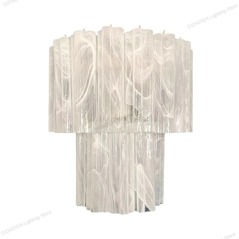 Lámpara de pared de tubo de cristal de estrella de Murano moderna, accesorio de iluminación de brillo de pared regulable de acero inoxidable de vidrio Multicolor esmerilado