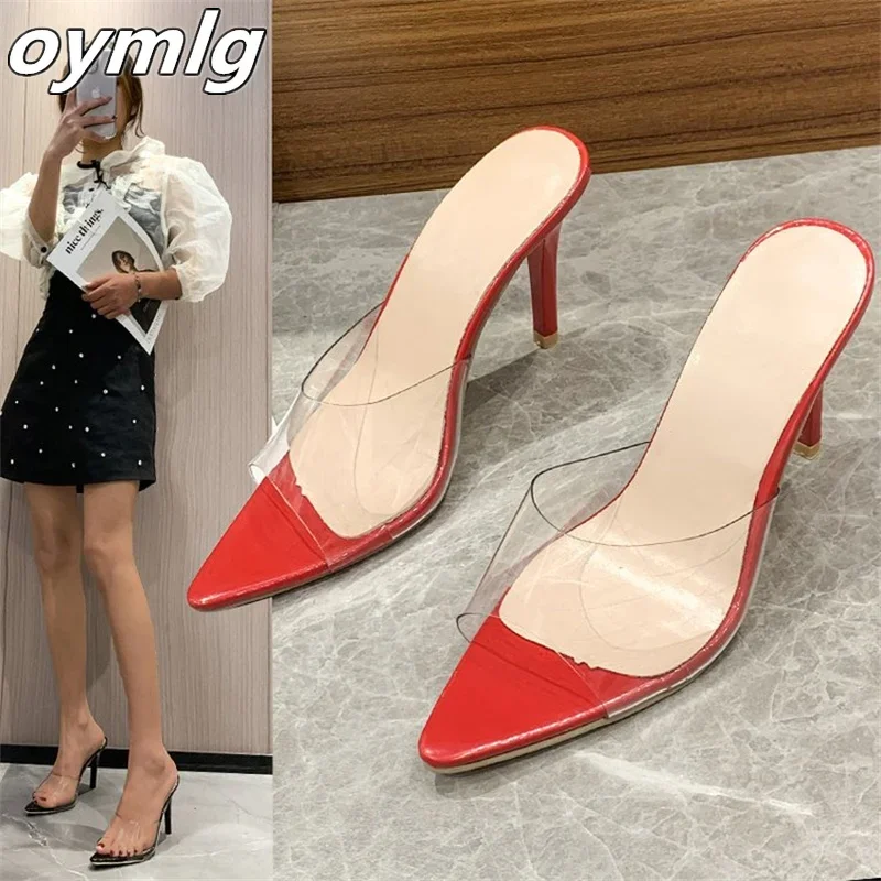 Fashion high heel sandals female fish mouth pointed high heels large size stiletto sexy transparent sandals open toe shoes