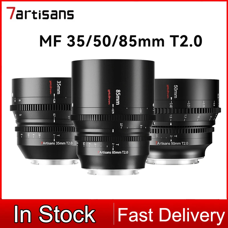 

7artisans 35mm 50mm 85mm T2.0 Full Frame Cinema Lenses For Canon EOS-R EOS-R5 Nikon Z Z50 Sony E FX3 Leica SIGMA L SL