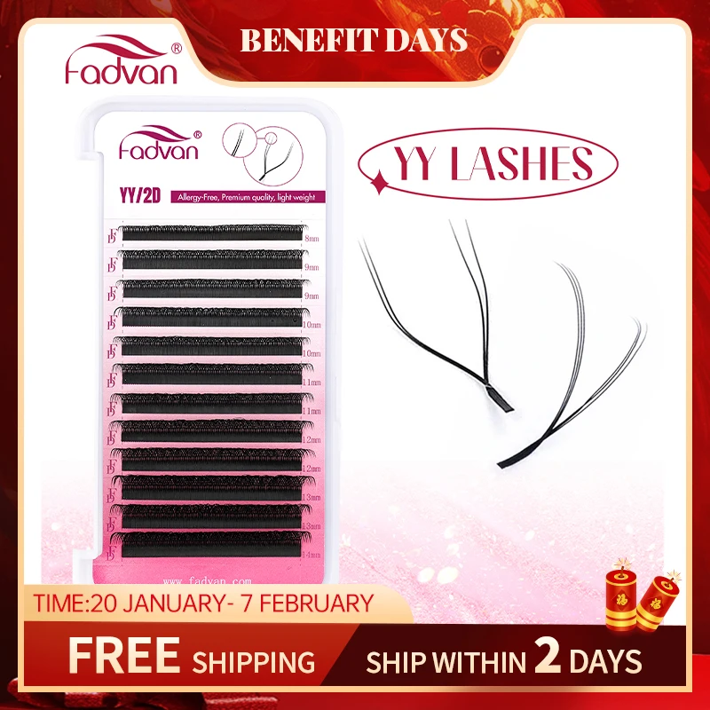 FADVAN YY Shape Eyelashes Extension Soft Premium False Eyelashes individual Makeup Black Crisscross Beauty