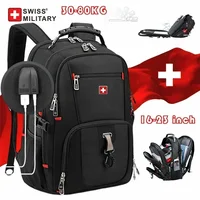 Mochila para ordenador portátil SWISS de 17 "", puerto de carga USB resistente al agua, Mochila multifuncional de estilo suizo, Mochila escolar, bolsa de viaje para senderismo