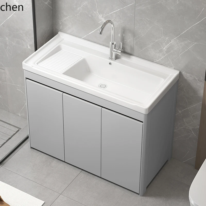 ZML laundry basin washboard laundry pool basin integrated floor-to-ceiling ceramic bathroom cabinet combined wash basin