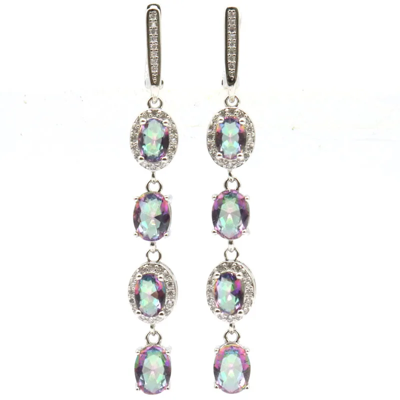 8g Customized 925 SOLID STERLING SILVER Earrings Colorful Fire Rainbow Topaz Mystic Topaz Tanzanite Tourmaline Peridot Citrine