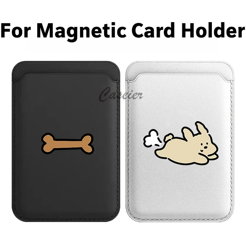 Cartoon-Knochen-Hund Magnetische Leder-Brieftasche für iPhone 17 16 15 Pro Max für Samsung Galaxy S25 S24 Ultra Kartenhalter Handy-Zubehör