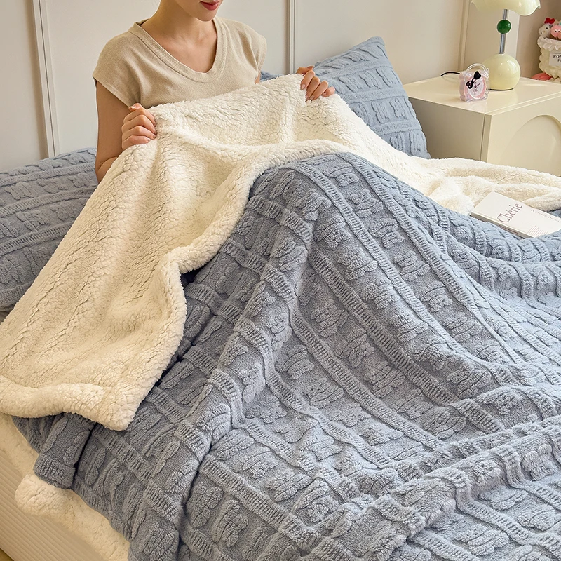 

Double Layer Fleece Blanket Autumn Winter Warm Blankets Soft Fluffy and Child Grade Bed Blanket Breathable Sofa Cover Bedspread