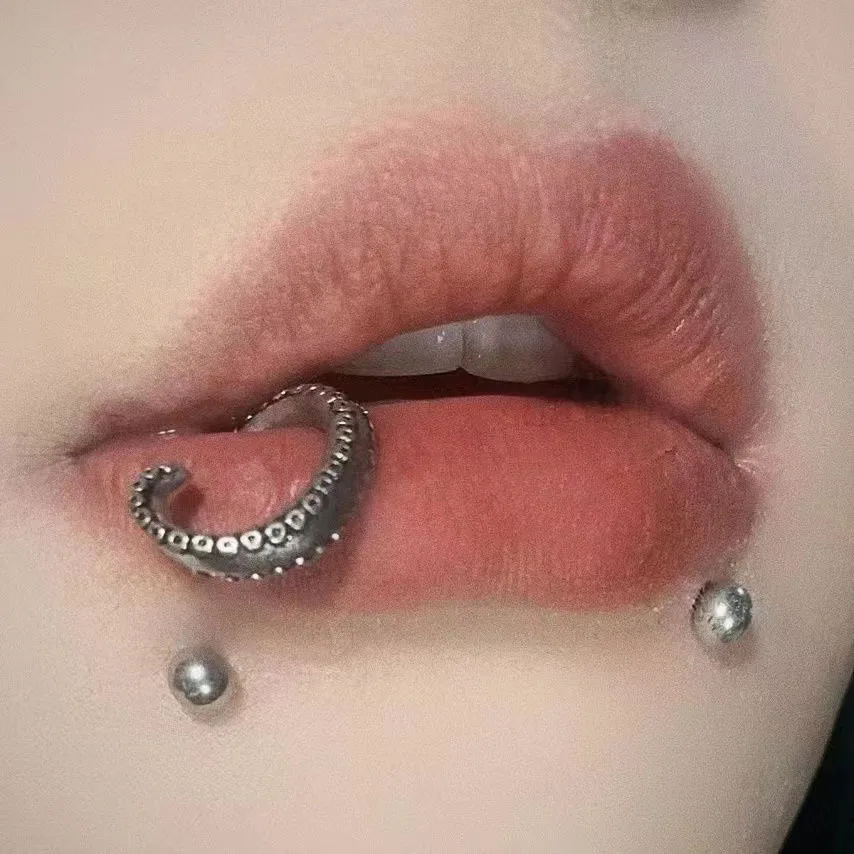 1PC Stainless Steel Octopus Tentacle Lip Piercing Labret Piercing Snake Bites  Goth Body Jewelry Punk Hot Girl Accessories