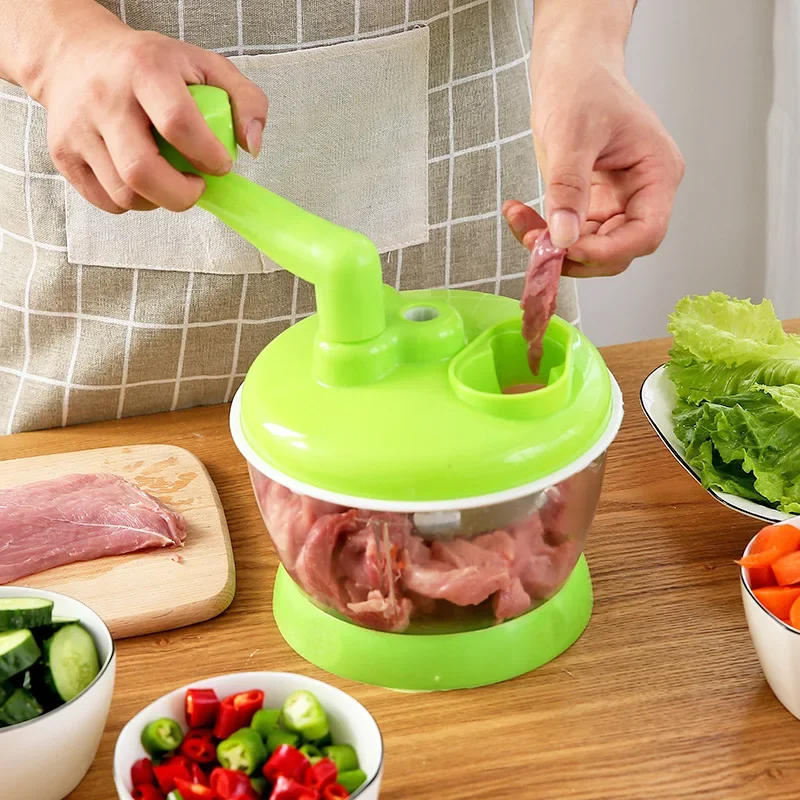 Powerful Manual Meat Grinder Hand-power Food Chopper Mincer Mixer Blender to Chop Meat Fruit Vegetable Nuts Shredders