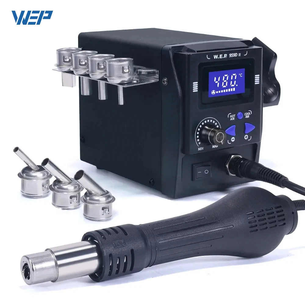 WEP 959D-II 700W Hot Air Rework Station Easy Plug Quick Heat Desoldering Heat Gun Cold Air Digital Screen Soldering Station