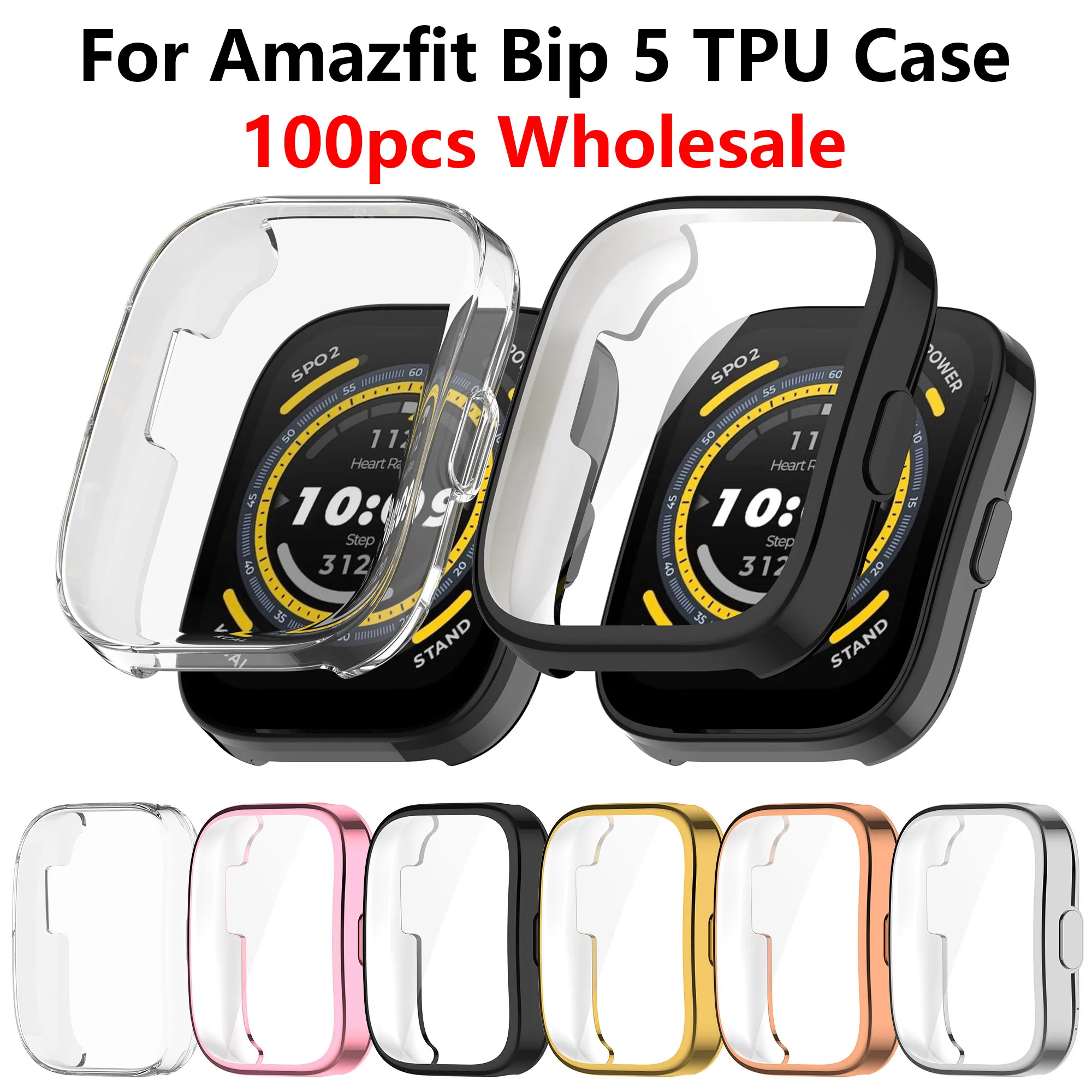 100pcs Soft Silicone Case For Amazfit Bip 5 Smart Watchband Screen Protector Bumper Shell For Huami Amazfit Bip5 TPU Case Cover