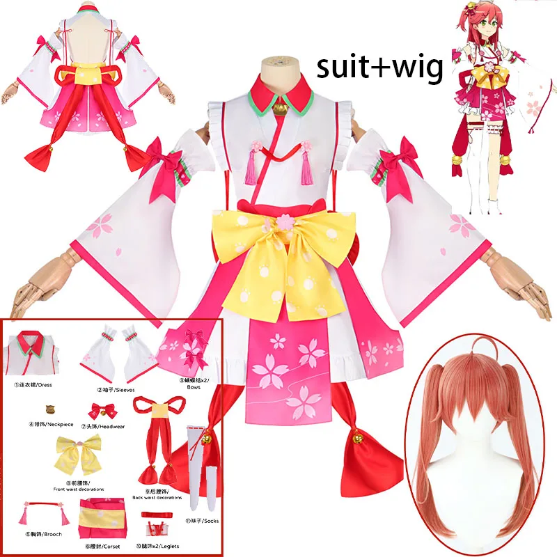 

WHH Anime Cosplay Costume Holive Role Play In Sakura Miko Dress Complete Outfit Prop For Grils In Convention Performance