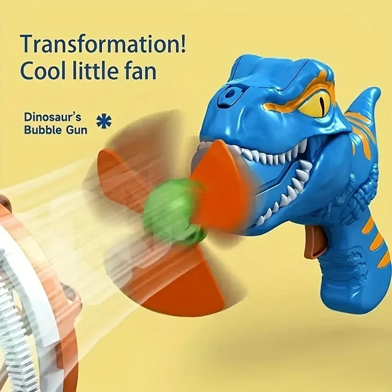 Dinosaur Bubble Machine with Bubble Solution for Kids, Gun Toys, Bubble Blaster, Outdoor Gift, Summer, 44 Holes