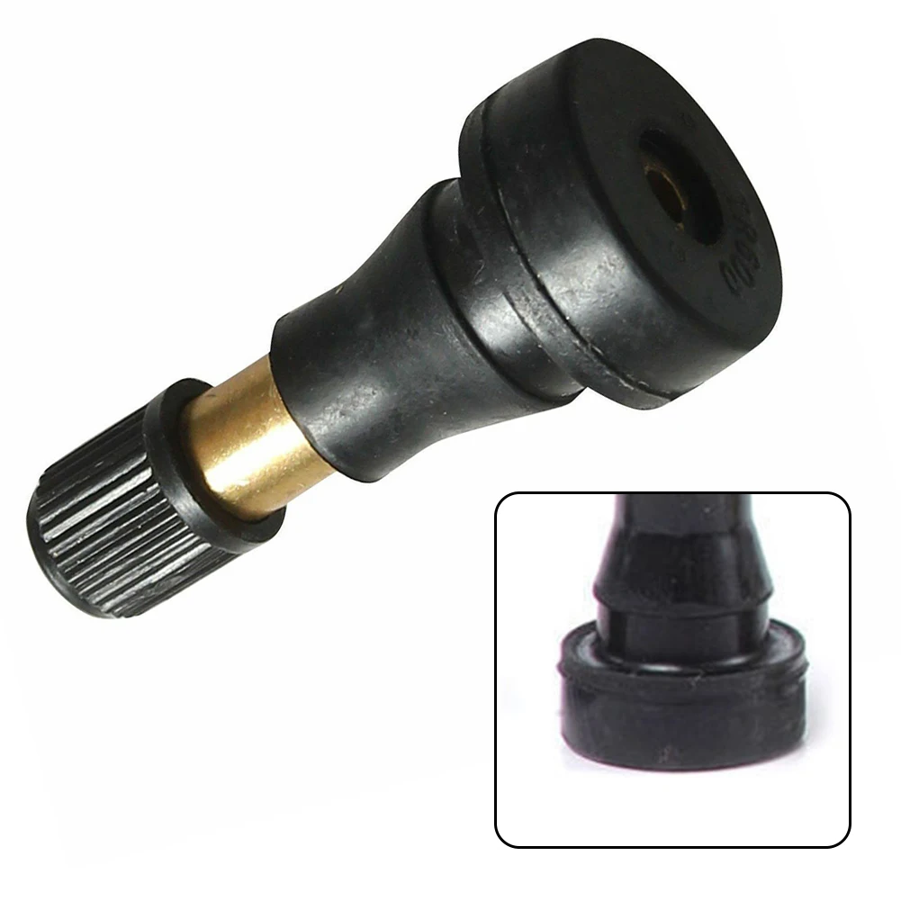 Wheel Valve Tire Valve Stem Tubeless 45 X 18.5mm 4MPA Black + Gold Car Truck High Pressure Rubber + Brass Snap In