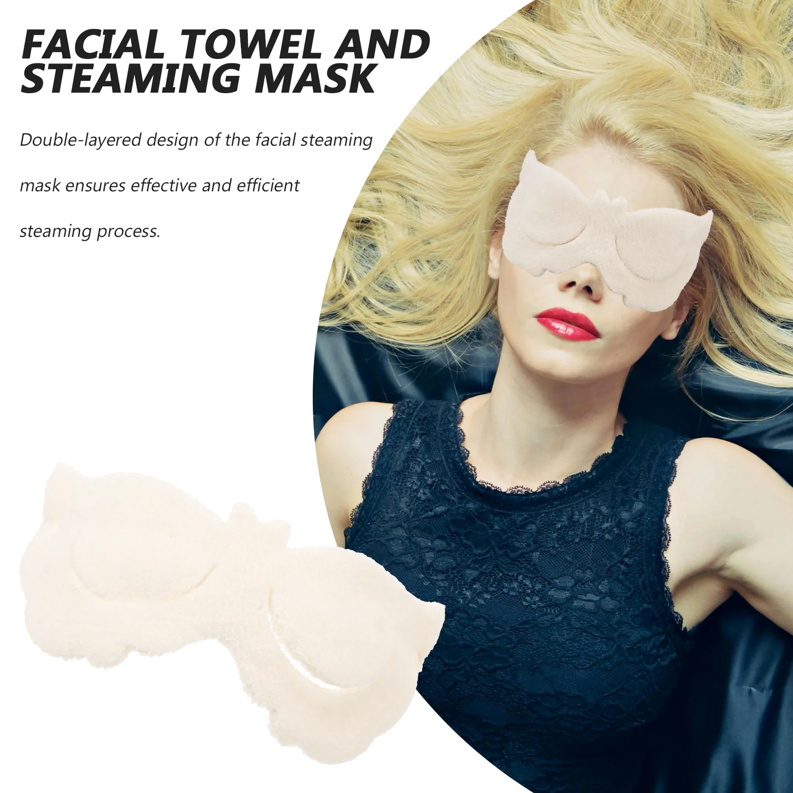 قناع منشفة الوجه القابل لإعادة الاستخدام للعلاج البارد الساخن، تصميم مزدوج الطبقات مع رقعة عين لتجربة استرخاء مناشف قناع الوجه #3
