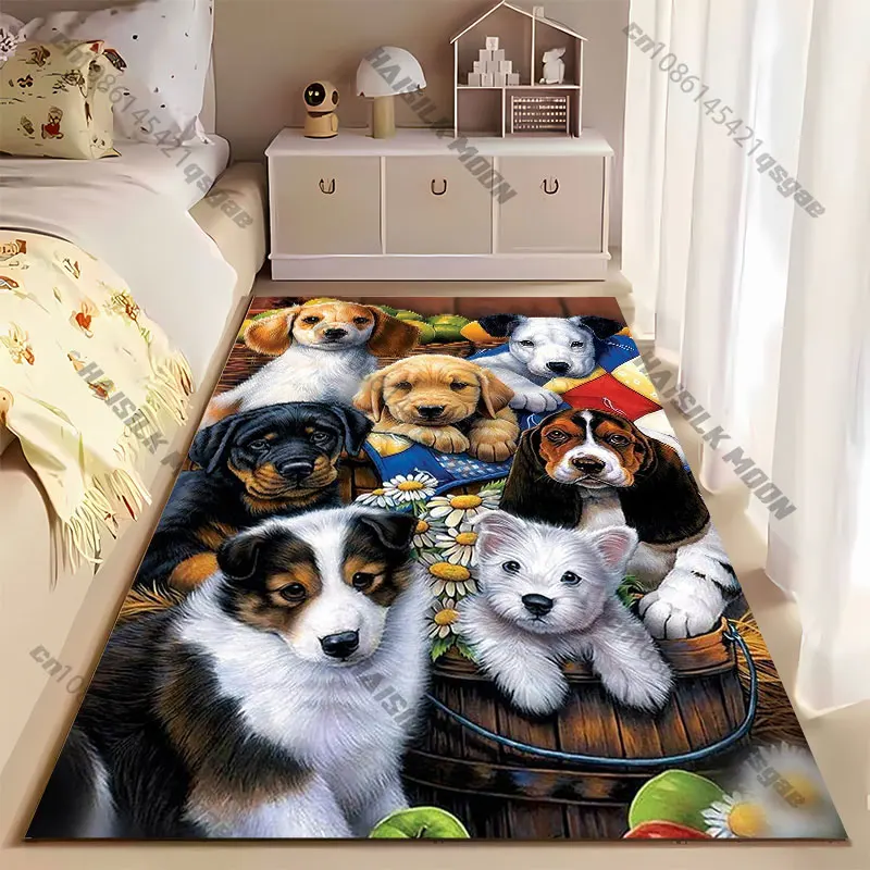Cute puppies and cheerful setting carpet Yoga living room room decor children's crawling mat doormat area rug games mat