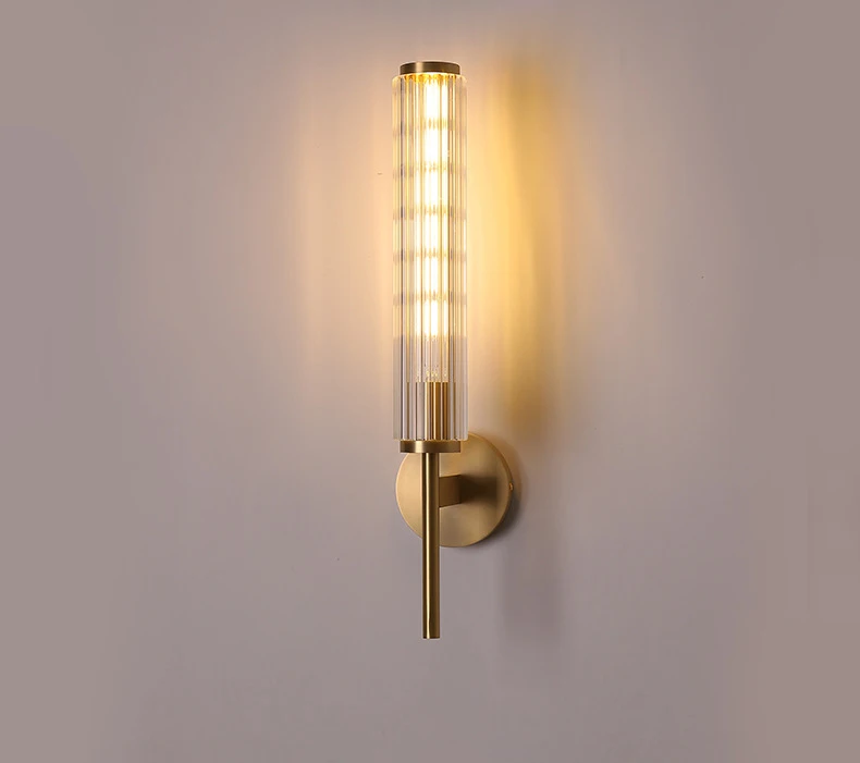 Clear Glass Wall Light Gold Brass Indoor Foyer Bedroom Lamp