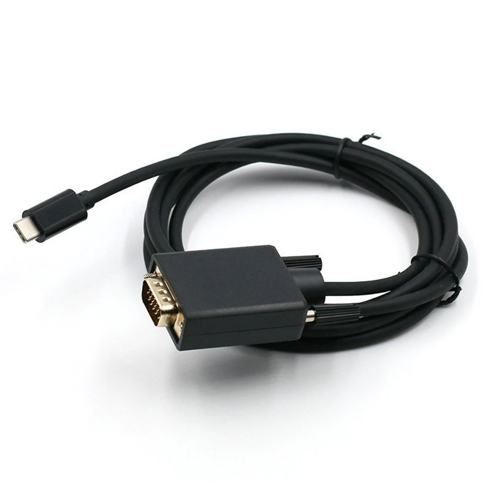 1.8M/6FT Type-C ถึงสายเคเบิลอะแดปเตอร์ VGA 10Gbps USB3.1 Type-C ถึง VGA อะแดปเตอร์แปลงสายเคเบิลพร้อมพอร์ตชุบทองสําหรับ MacBook