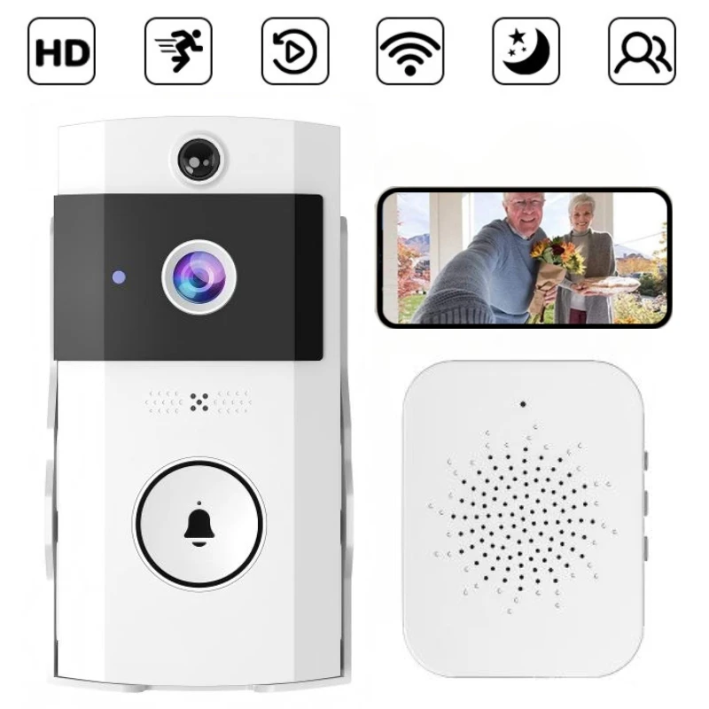 

1080P видео дверной звонок водонепроницаемый открытый беспроводной домофон запись глазок дверная камера Wi-Fi обнаружение движения умный дверной звонок