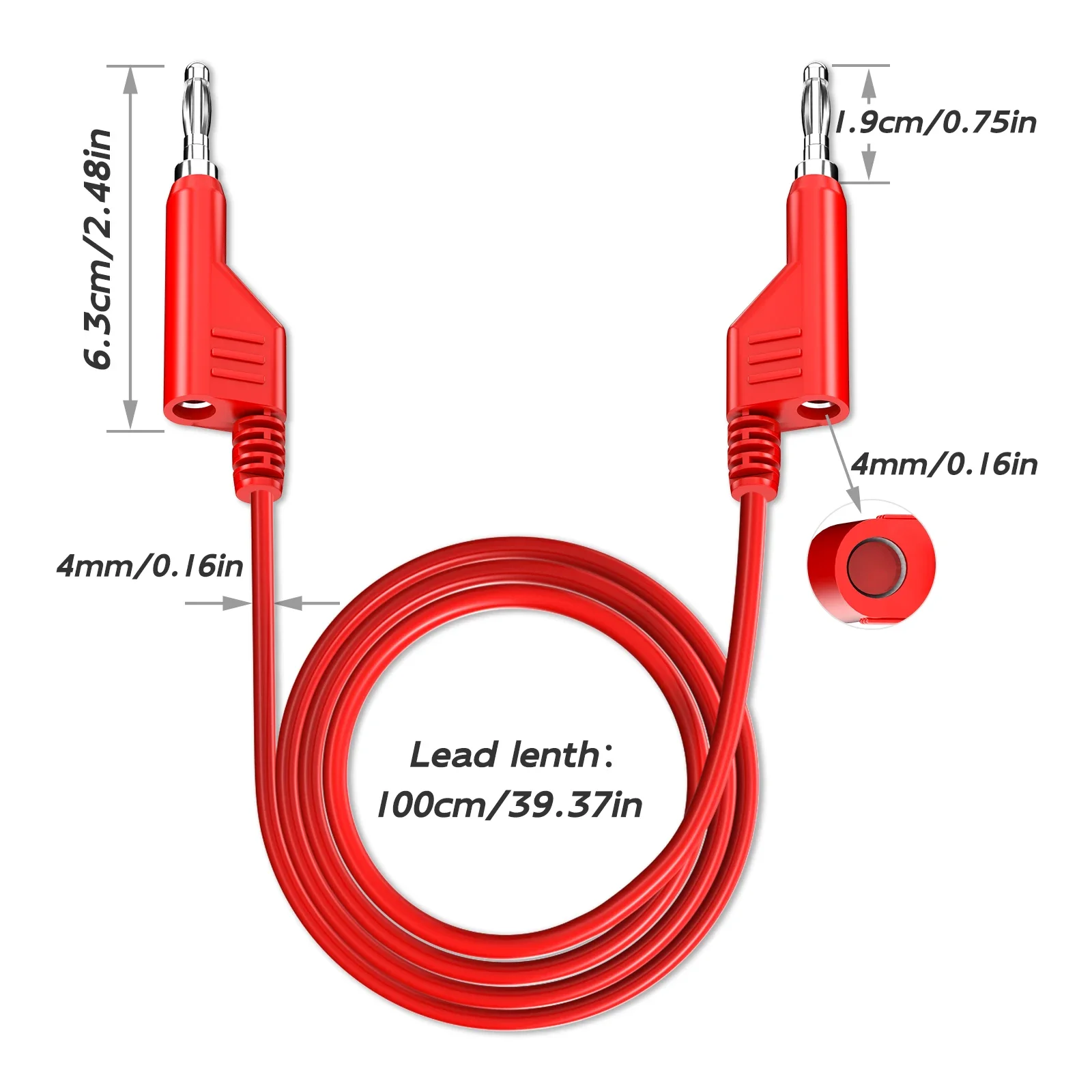 YPioneer-cables de prueba de enchufe de Banana a Banana, Cable de prueba eléctrico suave para multímetro 1000V 15A, 5 uds., P1036