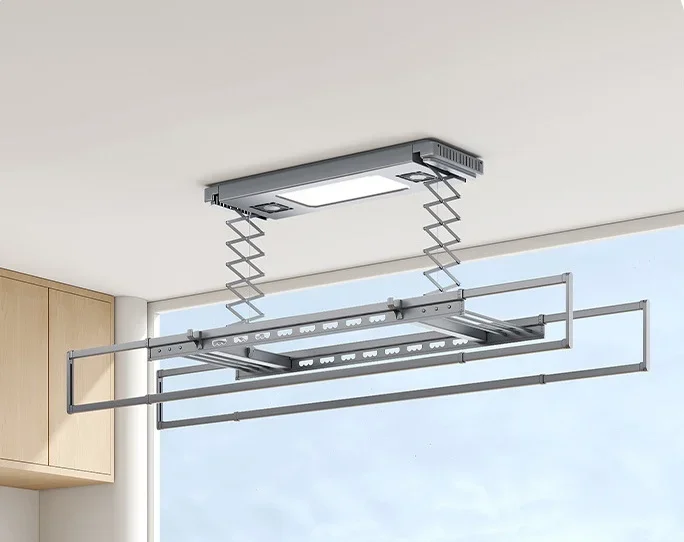 Household Electric Lifting Clothes Drying Rack With Fan Intelligent Retractable Hanging Laundry Air Dryer