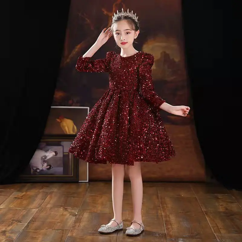 Girl Princess Dress Spring and Autumn New Style Children's Flower Girl Evening Dress Little Girl's Birthday