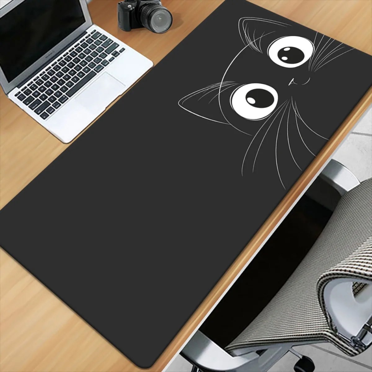 1pc Black Cat Face HD Printed Desk Pad Rubber XXL Mousepad Multi-Functional Keyboard Gaming Mat Office Computer PC Gamer DeskMat