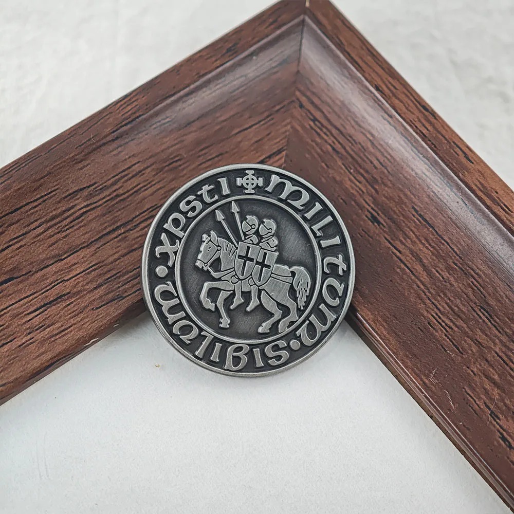 Tempelritter Emaille-Pins Sigillum Militum Xpisti Broschen Mittelalterliche Runde Metall-Abzeichen Kleidung Rucksack Anstecknadel Geschenk – Detail 6