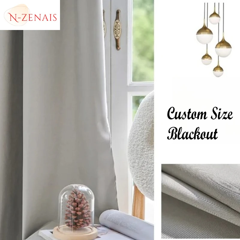 Custom Size！modern Simple Elegant Balcony Fully Blackout Fashion Thick Curtains for Living Dining Room Bedroom Decor White Tulle