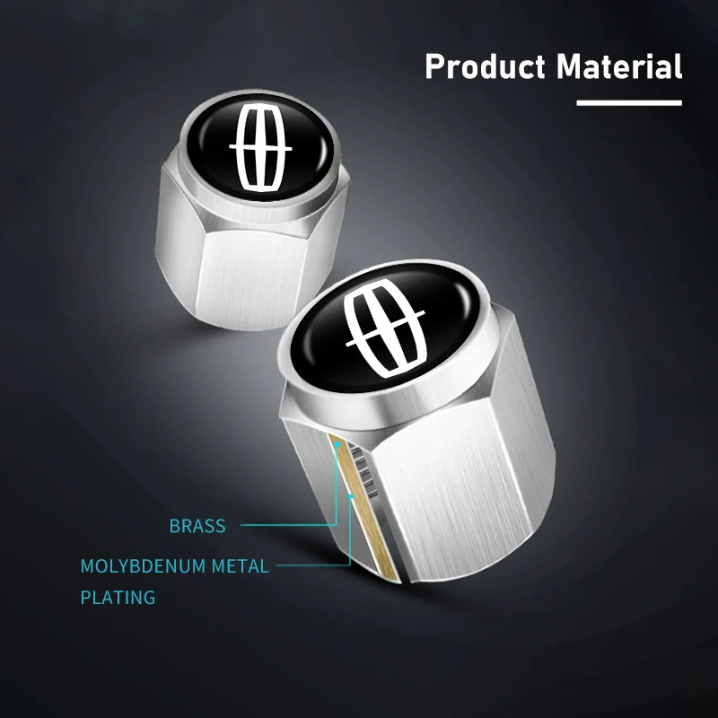 5Pcs Metal Anti‑Theft Tire Valve Caps Dustproof Wheel Stem Covers For Lincoln Nautilus Aviator Corsair MKZ Navigator Exterior Ca