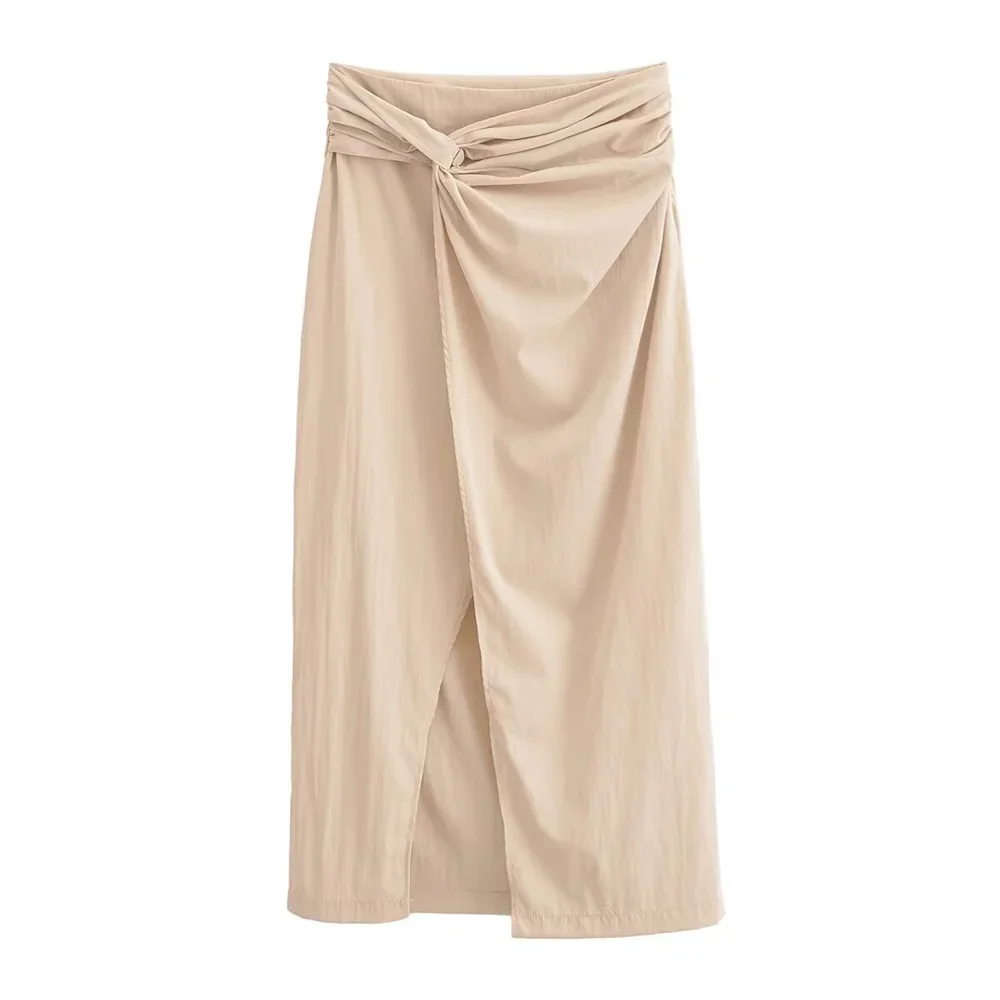 

Поп 2024, осенний новый продукт, женская мода, облегающая узел, висящая складная хлопковая юбка-клетка с высокой талией, разделенная юбка до половины тела