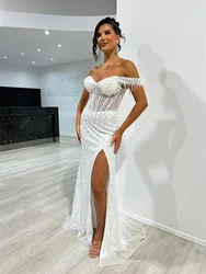 Hot Selling Off-Shoulder Neckline Mermaid Evening Dress Elegant Beaded Embellished Corset Formal Gowns For Women Party 2024