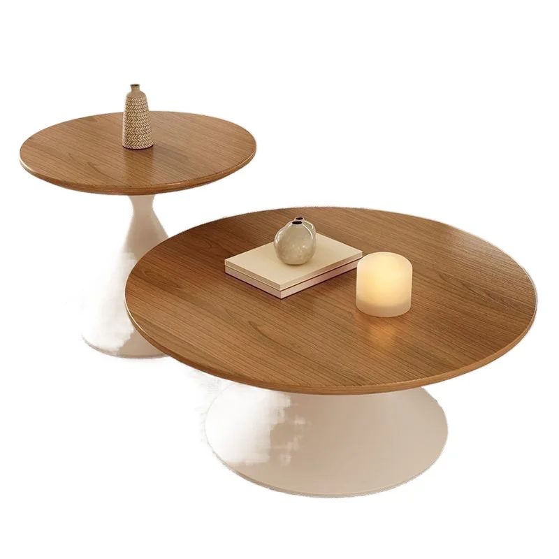 Cream wind log coffee table solid wood Nordic home living room small apartment combination modern table can be simple round