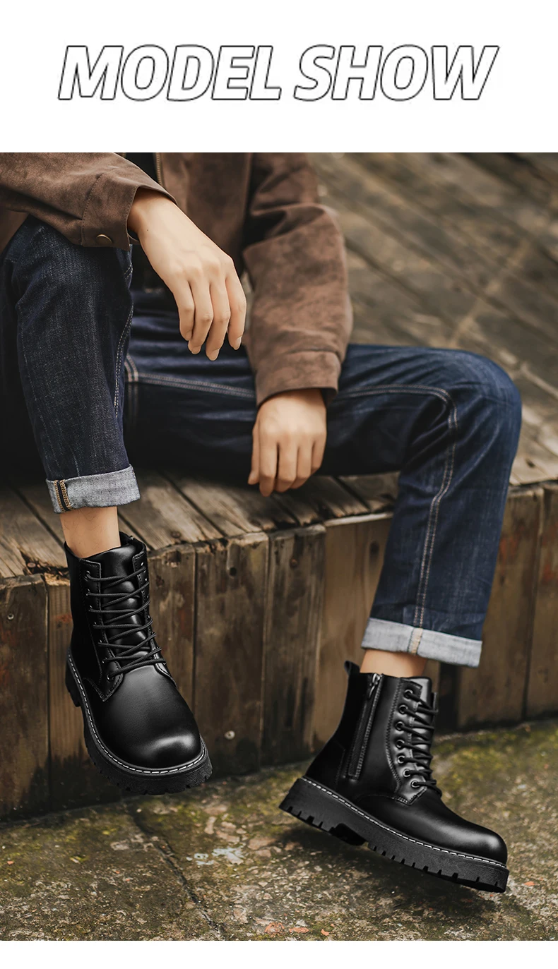 Herren-High-Top-Stiefel, Herrenschuhe, mittelhohe Schaftform, bequemes Innenfutter, modisches Obermaterial, guter Halt, große Größen, geeignet für den Innenbereich. – Detail 8