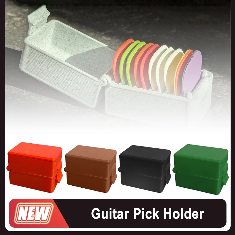 Guitar Pick Holder Portable Guitar Pick Storage Box With Lid 10 Compartments Picks Display Dustproof Boxes Guitar Players Gift