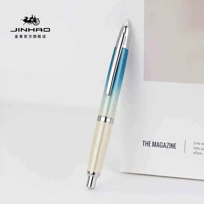 Jinhao 10 imprensa caneta tinteiro retrátil ef/f nib clicando caneta papelaria metal preto fosco escrita caneta de tinta escritório pk a1 a2