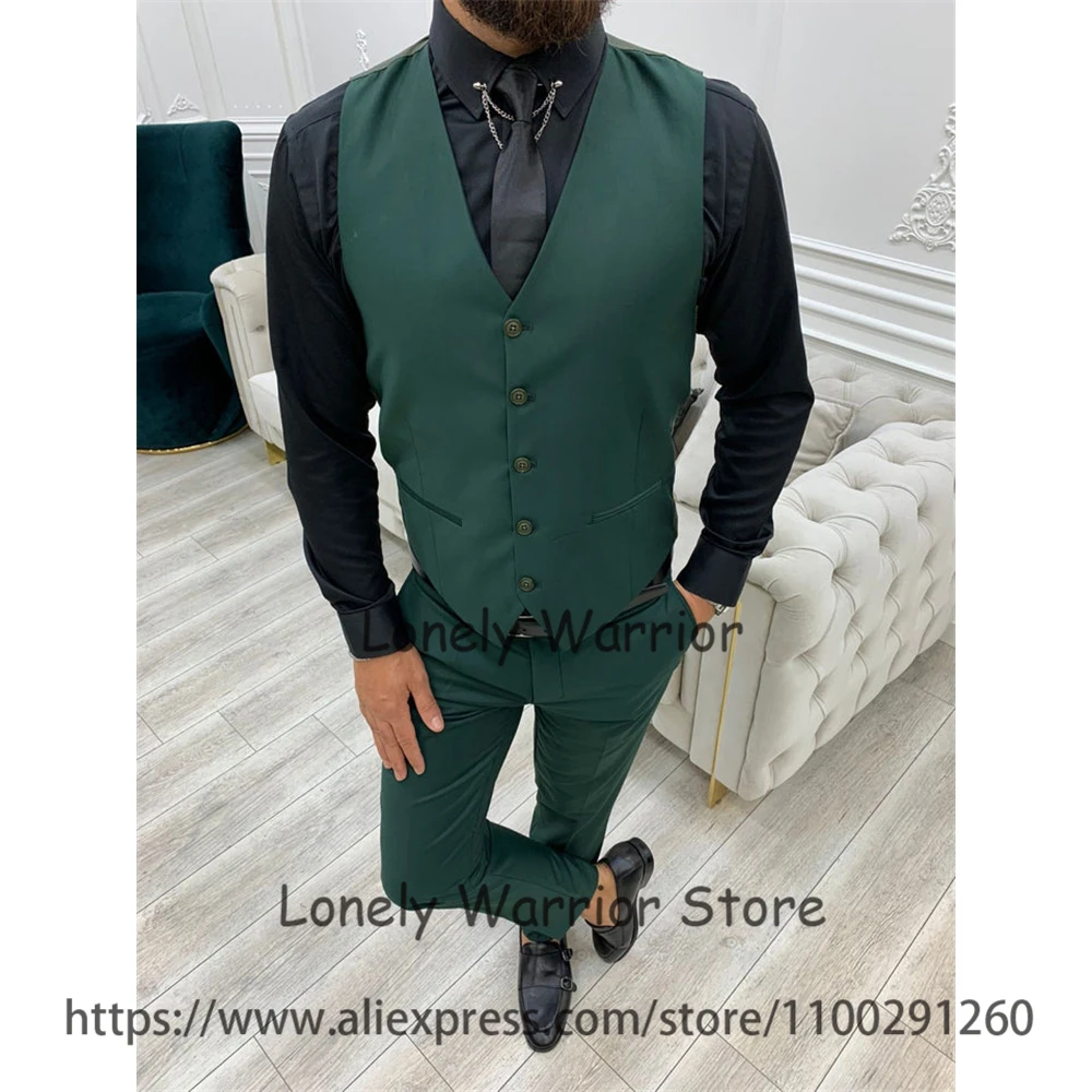 Fashion Green Mens Suit Wedding Groom Tuxedo Formal Business Blazer Slim Fit Banquet 3 Piece Set Costume Homme Jacket Vest Pants