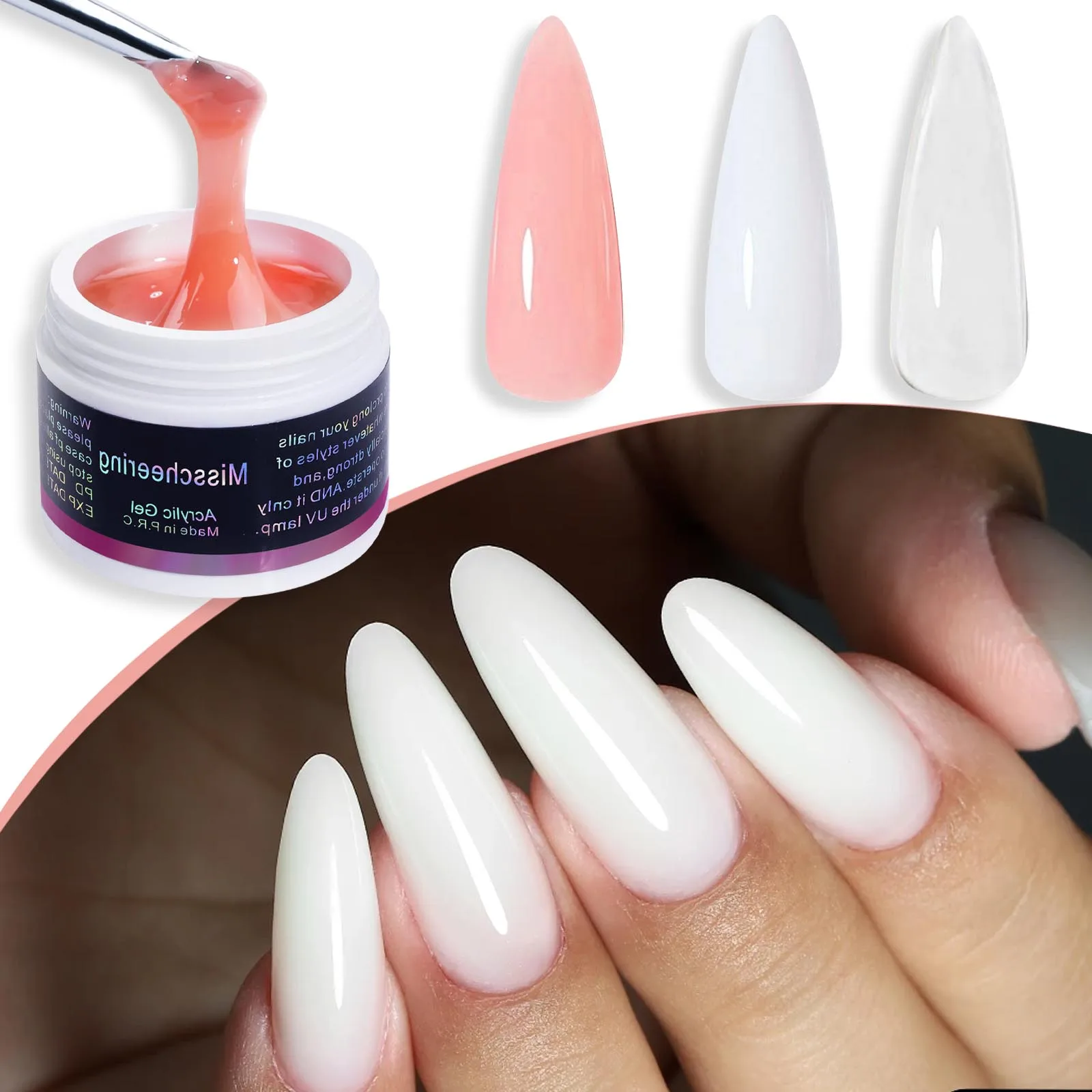 

60ml Nail Art Gel Polish Nail Pink White Clear Varnish Acrylic Powder Liquid Nail Art Poly Nail Gel for Fingertip Extension tool