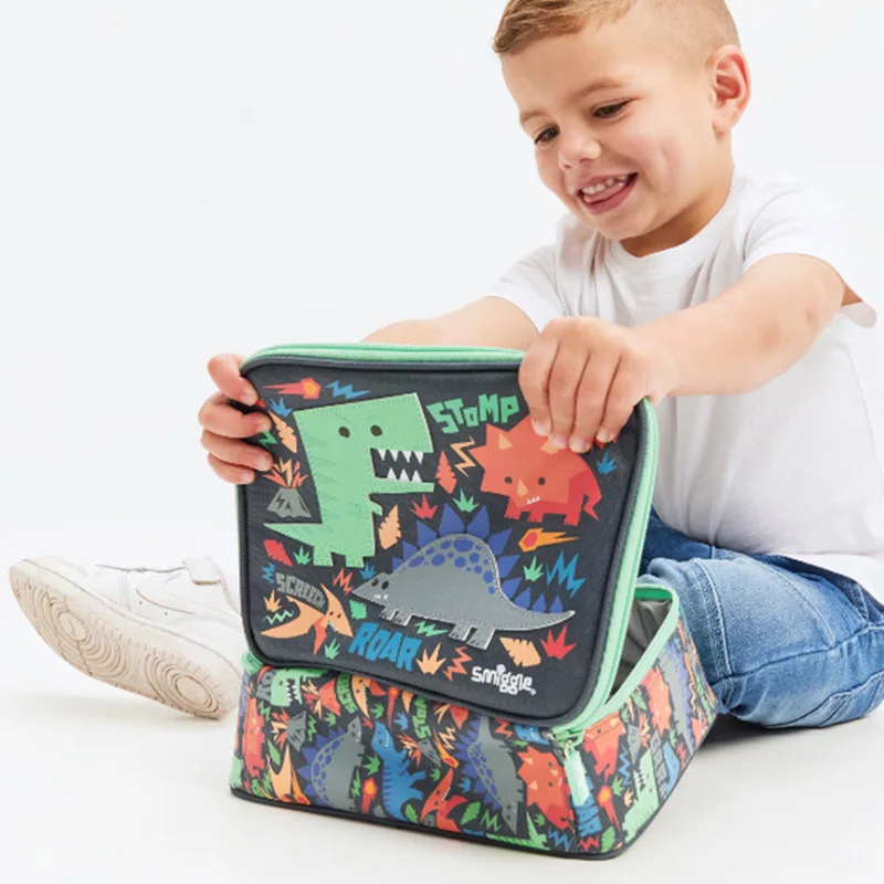 Genuine Australian Smiggle Schoolbag Mechanical Dinosaur Student Stationery  Backpack Square Lunch Box Pencil Case Student Gift