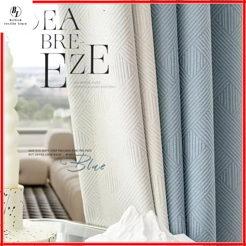 

Thicken Modern Simple Blackout Chenille Curtains for Living Room Bedroom Dining Luxury Jacquard Elegant Color Matching Custom