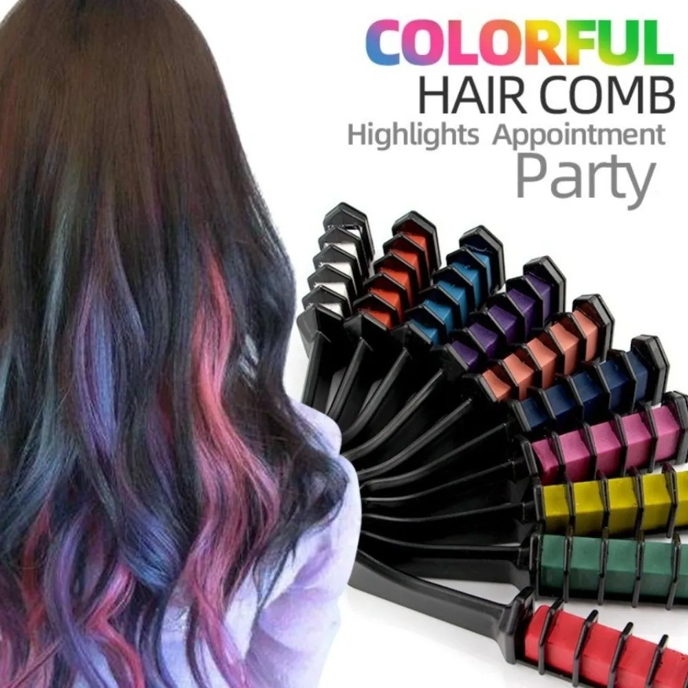 

Цветные мелки-расчески для волос: легкое нанесение, легко смывается, безопасные для кожи материалы, одноразовые, для девочек