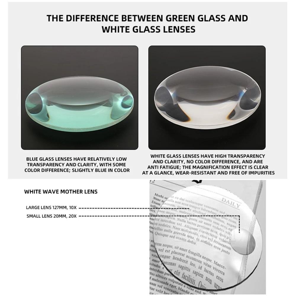 White Magnifying Glass PD430178T with Three-Color Light Adjustable
