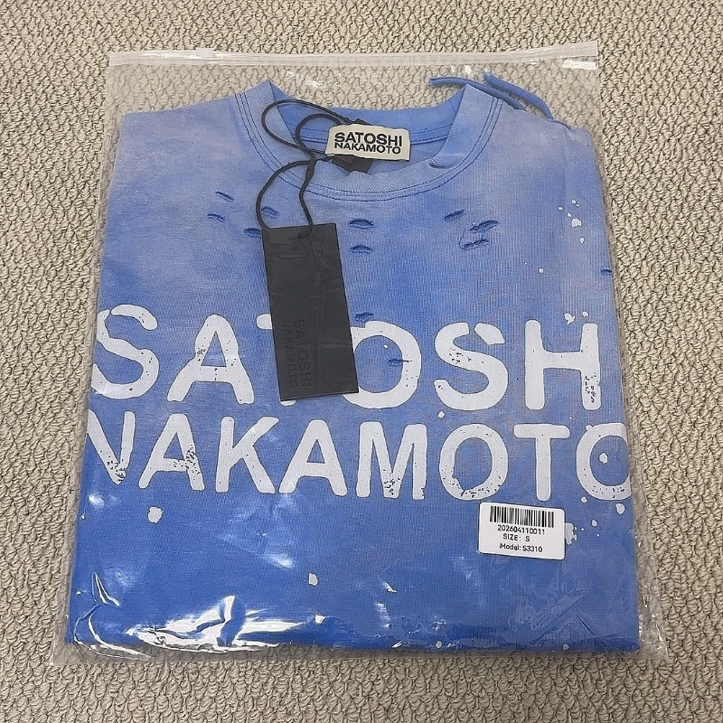 Blue Summer Hiphop Street Distressed Washed Worn Splashed Ink Sleeveless Tshirt SATOSHI Waistcoat Men Women Vest Loose Tank Top