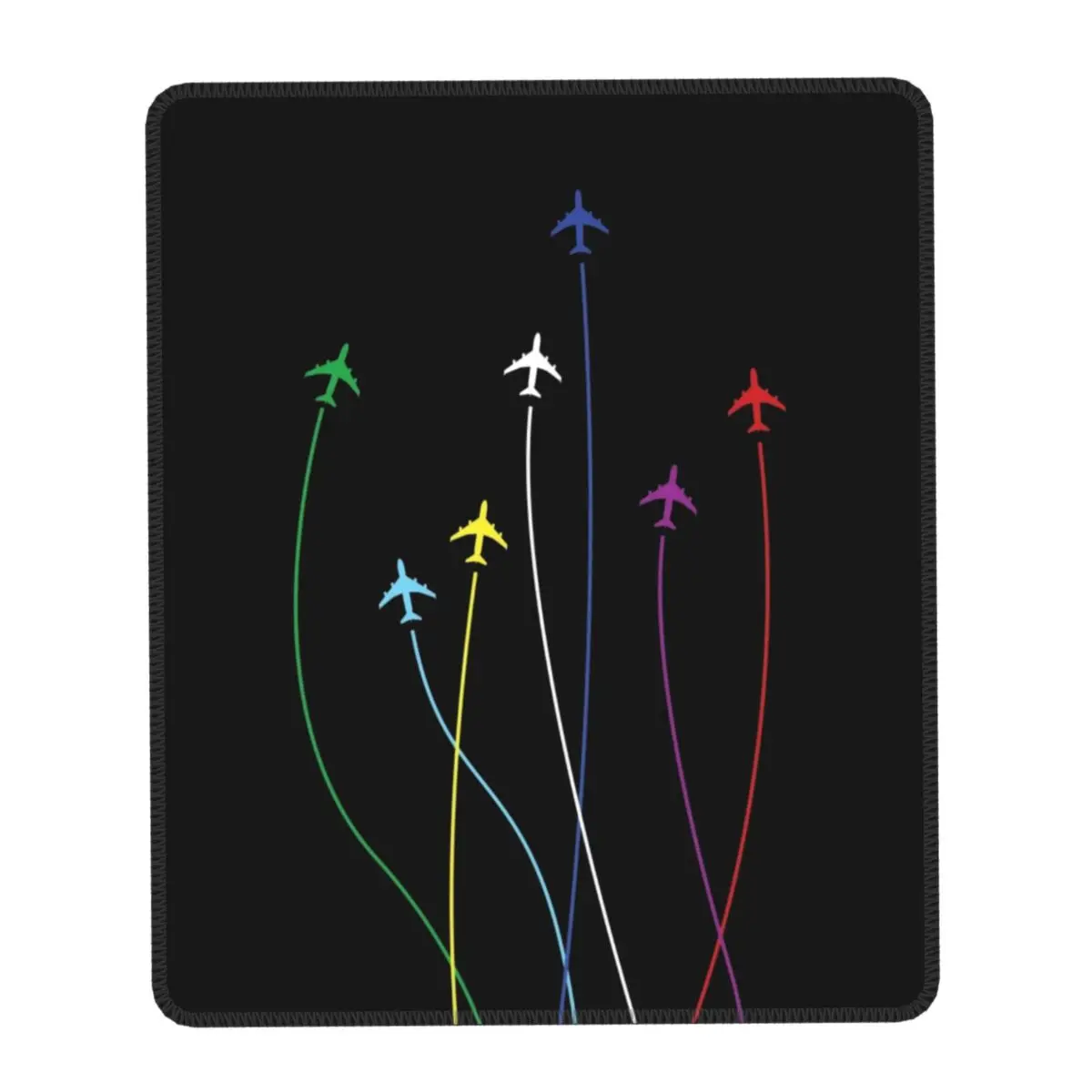 Rainbow Airplanes Flying Gamer Mouse Pad Non-Slip Rubber Base Lockedge Mousepad Aviation Fighter Pilot Office Computer Desk Mat