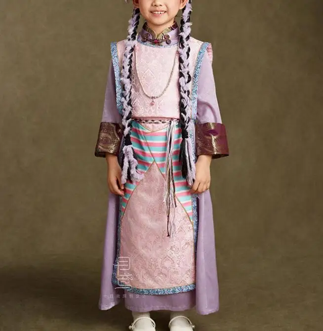 Chinese Tibetan Girls Dress Spring Suit Include Vest Robe Dance