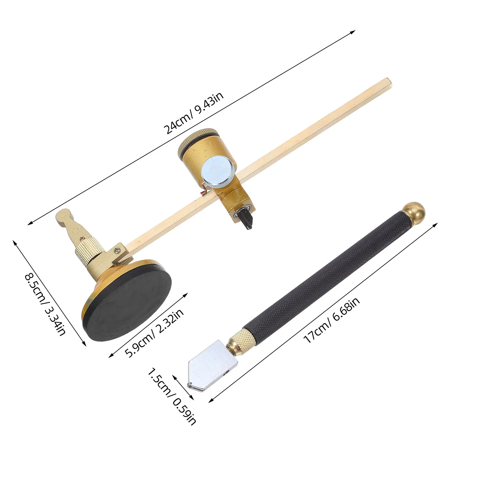 1 مجموعة المحمولة قاطع زجاجي دائري قابل للتعديل البوصلة نوع الدقة دائرة قطع أداة شفط كأس قاعدة النقش القلم 40 سنتيمتر